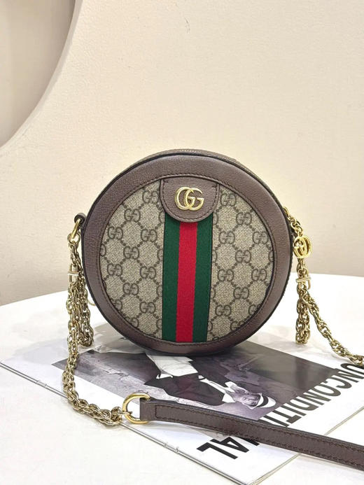 Gucci Ophidia 双G 老花 mini 圆饼包 商品图0