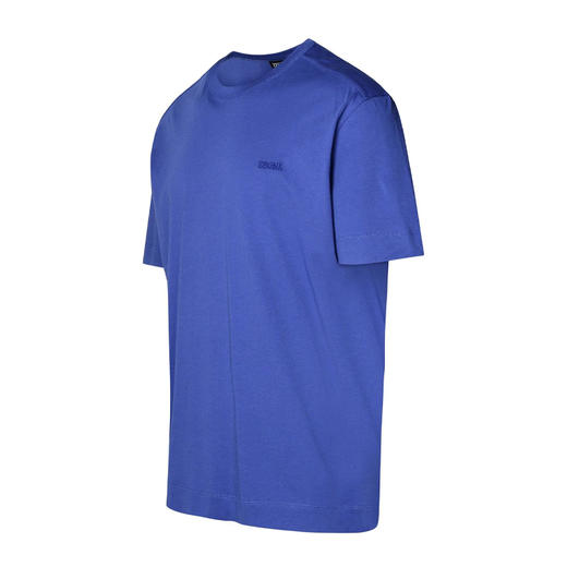 ZEGNA 杰尼亚 男士字母徽标刺绣棉质圆领短袖T恤 蓝色 UD360A7 D760 A07 商品图1