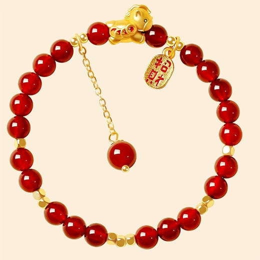【马上鸿运·红玛瑙手串】敦煌天然红玛瑙圆珠单圈手串女款马年本命年手链中国风 商品图12