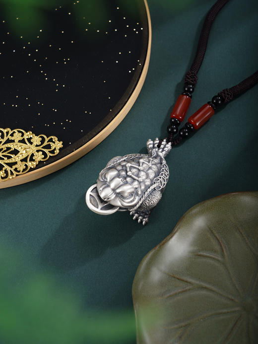 子佩集【福蟾献宝】银S999手把件【YSY016】可转动三足蟾2602 商品图3