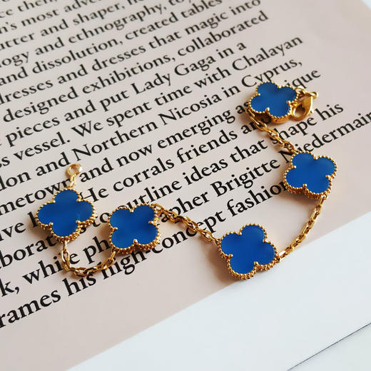 【天然正品】AU750黄金简约时尚定制款蓝五花手链 链长：19CM 290126TJ19 商品图5