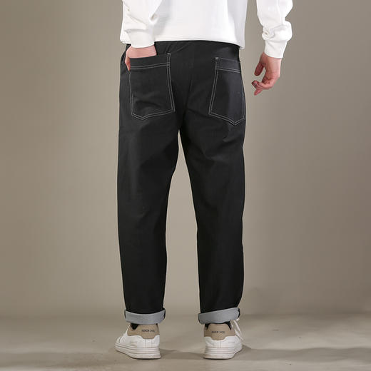 DRONKOO 2026 半松紧腰后口袋压明线仿牛仔中厚休闲长裤 商品图4