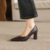 阿么手工女鞋法式复古高跟单鞋2026春季新款通勤百搭粗跟鞋子7CM 商品缩略图4