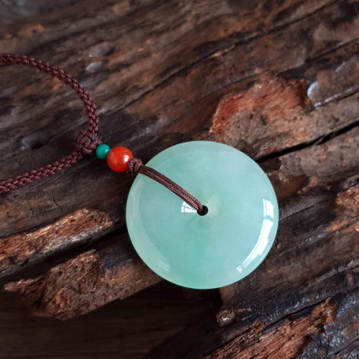 【天然正品】A货翡翠天然精品细腻冰种晴水平安扣翡翠吊坠项链090226NJS39 商品图6