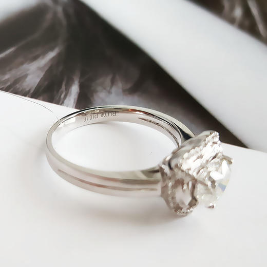 【天然正品】AU750白金简约时尚爱心造型四爪款1.01克拉钻石戒指14号（戒圈可改）090226NJS21 商品图6