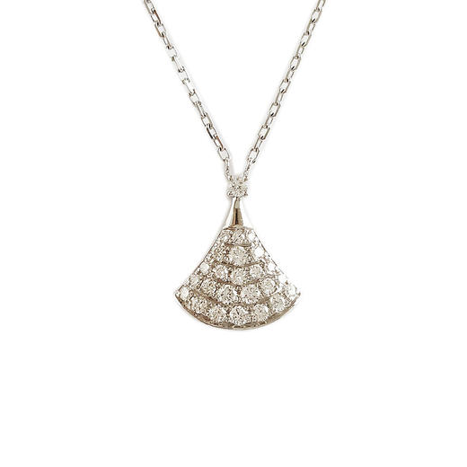 AU750白金时尚经典定制款扇子造型钻石吊坠项链44CM（长度可调节）080226NJS19 商品图0