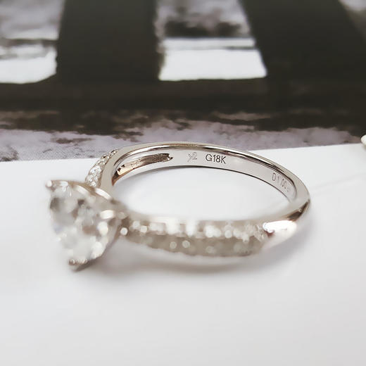 【天然正品】AU750白金经典简约三爪款心型1.0克拉钻石戒指12号（戒圈可改）090226NJS23 商品图7