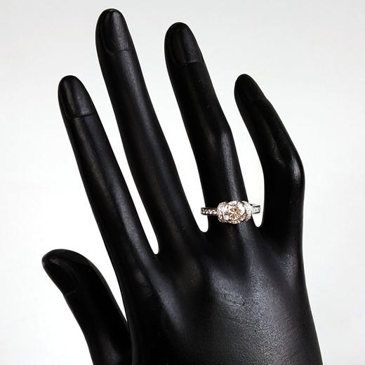 【天然正品】AU750白金简约时尚扭臂款1.26克拉钻石戒指11.5号（戒圈可改）090226NJS22 商品图9