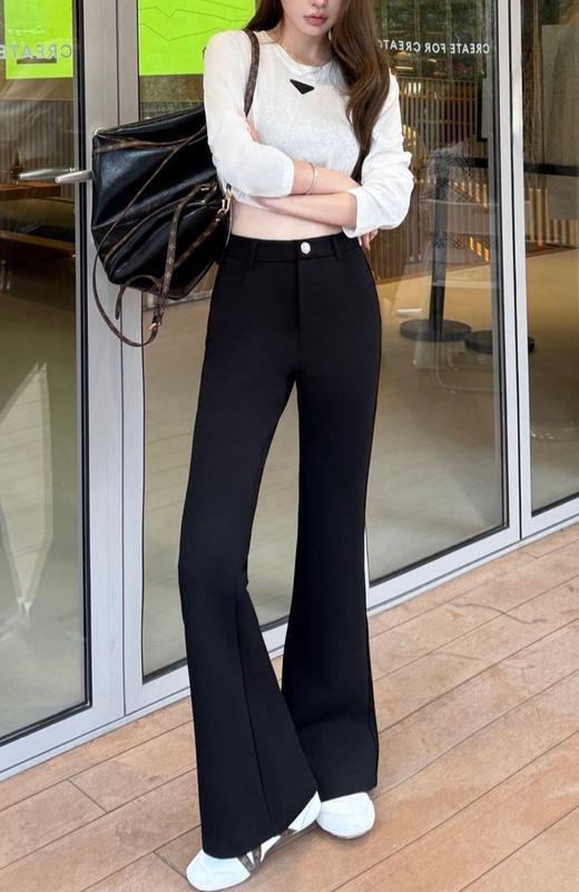 女款金属扣微喇长裤he025 商品图4