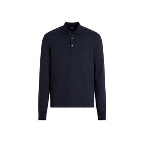 ZEGNA 杰尼亚 男士棉质长袖polo衫 蓝色 UE394A8 E739 B09