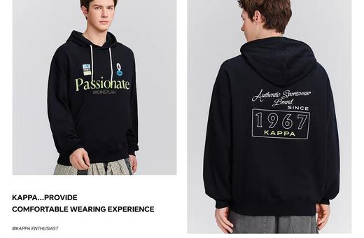 XY/Kappa卡帕背靠背运动卫衣男女同款春季宽松连帽套头衫上衣  KPCJDMT80990 商品图1