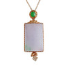 【天然正品】A货翡翠AU750玫瑰金镶钻镶天然细腻糯种紫罗兰飘绿平安无事牌翡翠吊坠项链43.8*17.0*8.2MM（皆取最大值）281025AH65 商品缩略图0