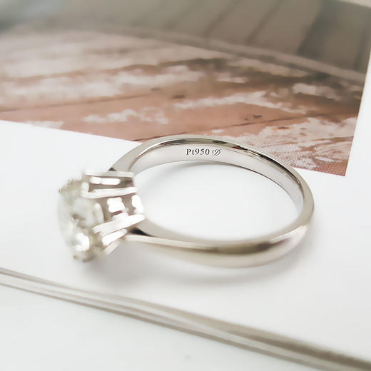 【天然正品】PT950铂金经典简约四爪款1.20克拉钻石戒指14号（戒圈可改）090226NJS26 商品图7