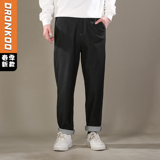 DRONKOO 2026 半松紧腰后口袋压明线仿牛仔中厚休闲长裤 商品图0