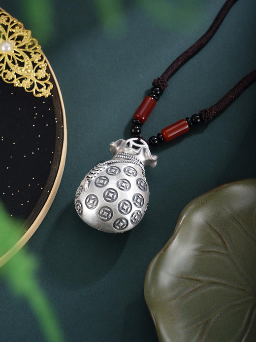 子佩集【聚宝生财】银S999手把件【YSY017】可转动钱币福袋2602 商品图4