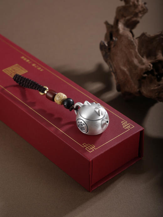 子佩集【招财喵福】银S999钥匙扣【YSY020】小摆件可转动猫壶福2602 商品图3