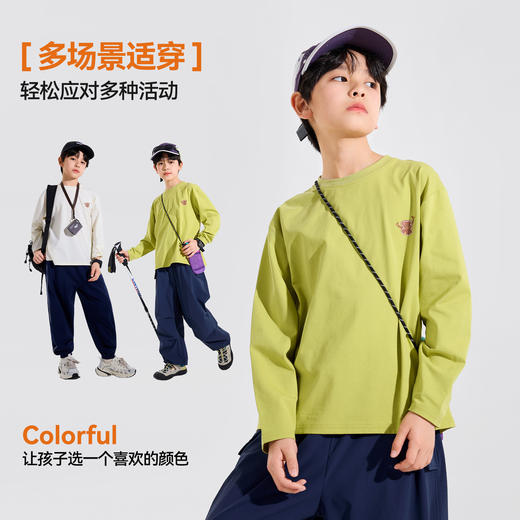 Bluem儿童长袖T恤男童春季新款云朵棉上衣女童宽松透气打底内搭Z6ATX125 商品图1