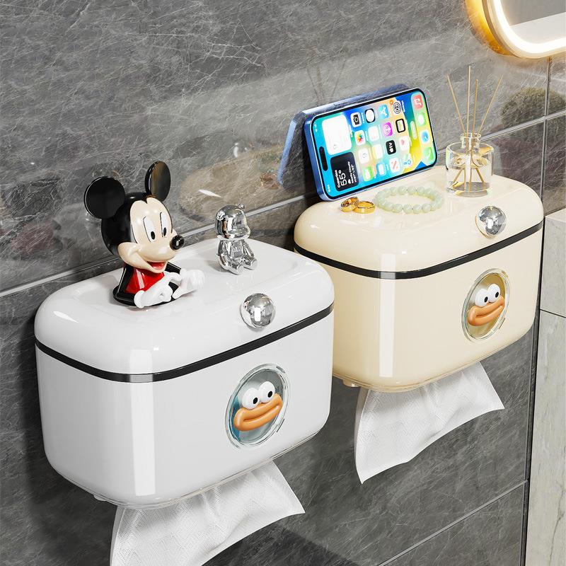 卫生间滑盖纸巾盒壁挂多功能洗脸巾置物架免打孔防水卷抽纸收纳盒