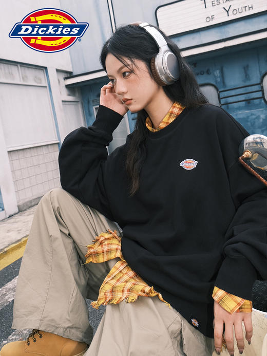 Dickies圆领休闲卫衣秋季小logo贴布绣美式宽松纯棉男女情侣装长袖 商品图2