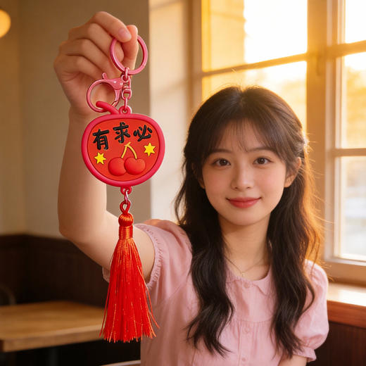 【好柿发生挂件❗萌趣柿子造型】樱桃有求必应挂件祈福钥匙扣新年礼物创意小礼品钥匙链书包包挂件，rg 商品图0