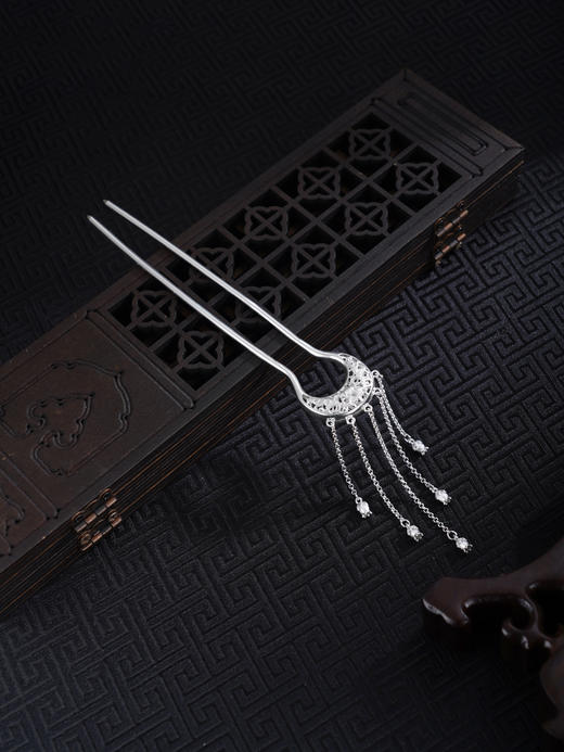 子佩集【幸福清欢】银S990发簪【YS31】流苏圆月2602 商品图4