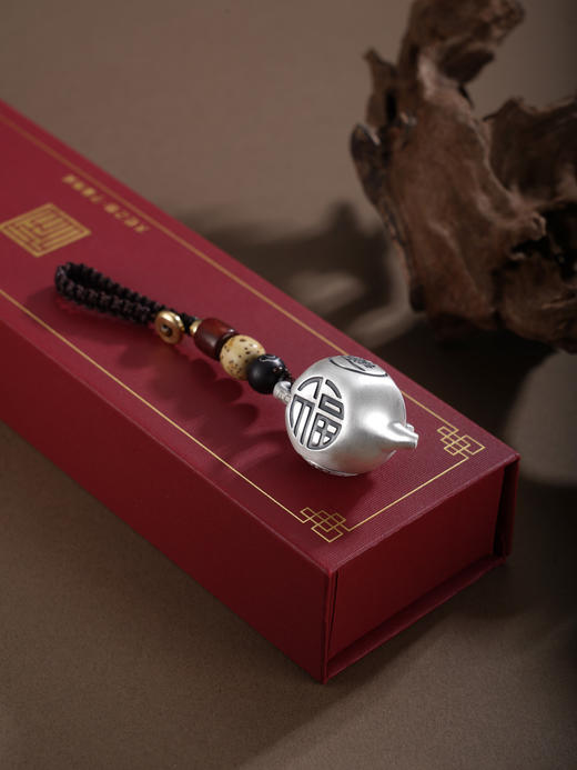 子佩集【招财喵福】银S999钥匙扣【YSY020】小摆件可转动猫壶福2602 商品图5