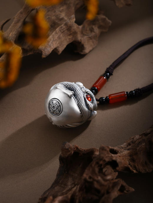 子佩集【狮来运转】银S999手把件【YSY013】仿古可转动恭喜发财醒狮2602 商品图6