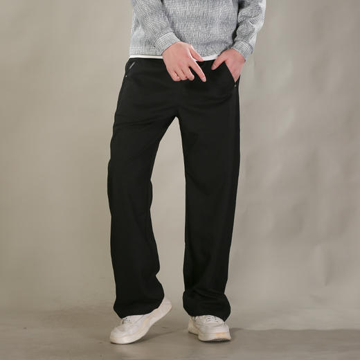 DRONKOO 2026 抽绳松紧腰口袋同色钉扣两侧压线薄卫裤长裤 商品图1