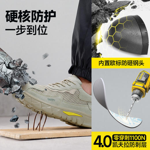 2026夏季新款低帮防砸防刺安全鞋4.0凯夫拉耐磨实心底安全防护 商品图6