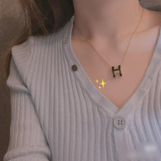 爱马仕 大号 H 黑金 陶瓷 项链 商品图1