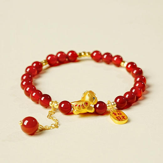 【马上鸿运·红玛瑙手串】敦煌天然红玛瑙圆珠单圈手串女款马年本命年手链中国风 商品图5