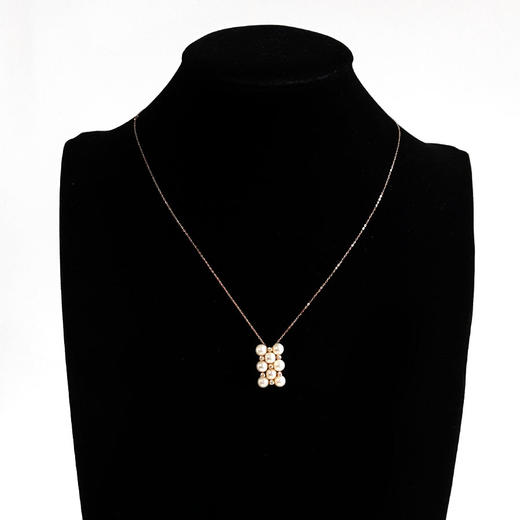 【天然正品】AU750黄金镶钻镶天然排镶近完美约5.2MM AKOYA海水珍珠吊坠项链290126TJ17 商品图6