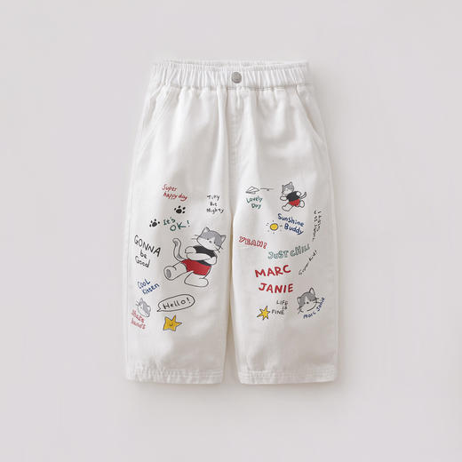 马克珍妮快乐猫咪男童纯棉直筒牛仔裤2026年春装新款560380 商品图4