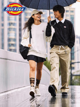 Dickies圆领休闲卫衣秋季小logo贴布绣美式宽松纯棉男女情侣装长袖