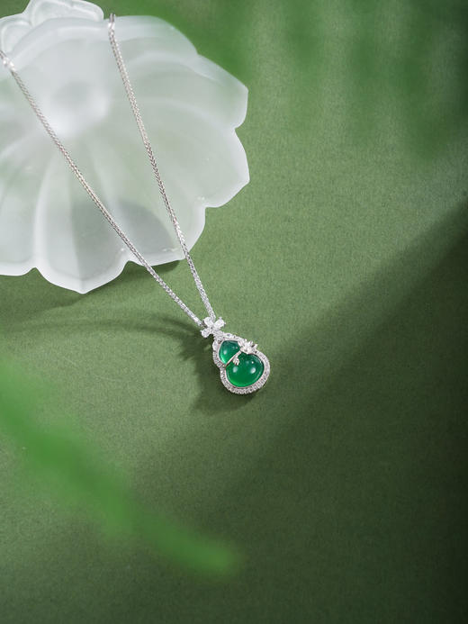 子佩集【福禄年年】银S925套链项链【TL016621】绿玉髓葫芦莲花2602 商品图5