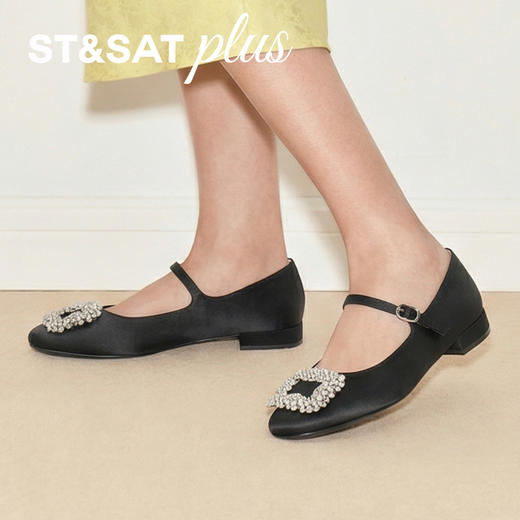 星期六26春新款优雅方扣一字带粗跟玛丽珍SSE1111228 商品图5