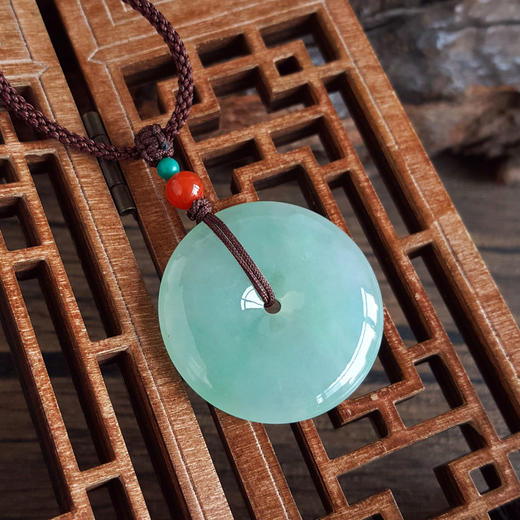 【天然正品】A货翡翠天然精品细腻冰种晴水平安扣翡翠吊坠项链090226NJS39 商品图5