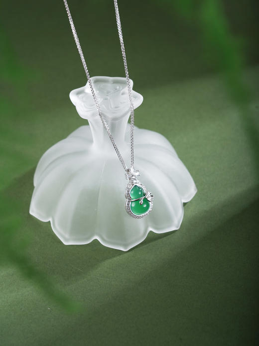 子佩集【福禄年年】银S925套链项链【TL016621】绿玉髓葫芦莲花2602 商品图2