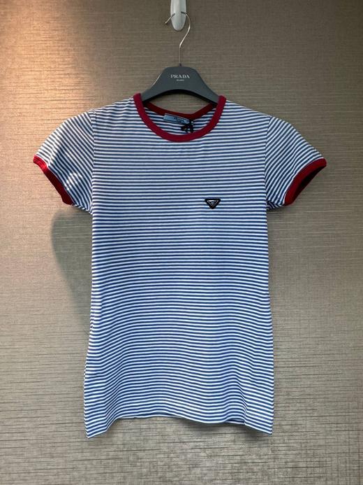 女款条纹logo短袖T恤la020 商品图0