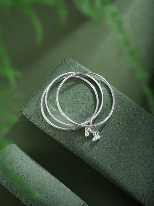 子佩集【翩跹铃华】银S999手镯【SZ009319】三个圈蝴蝶花苞2602 商品图8