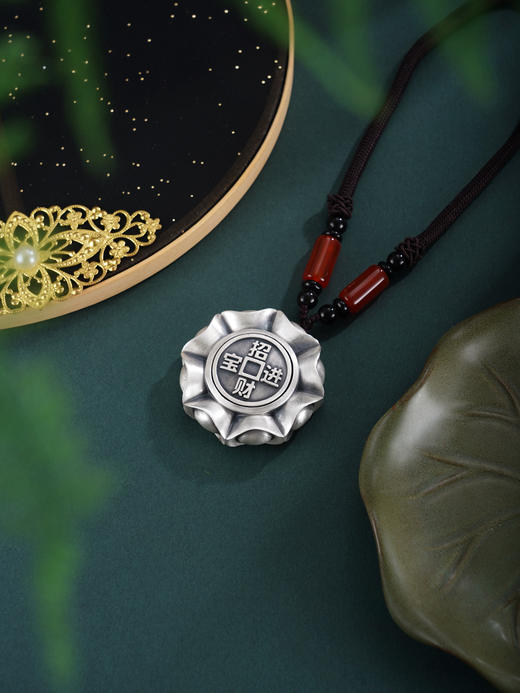 子佩集【财富自由】银S999手把件【YSY018】可转动招财进宝八卦元宝2602 商品图4