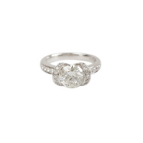 【天然正品】AU750白金简约时尚扭臂款1.26克拉钻石戒指11.5号（戒圈可改）090226NJS22