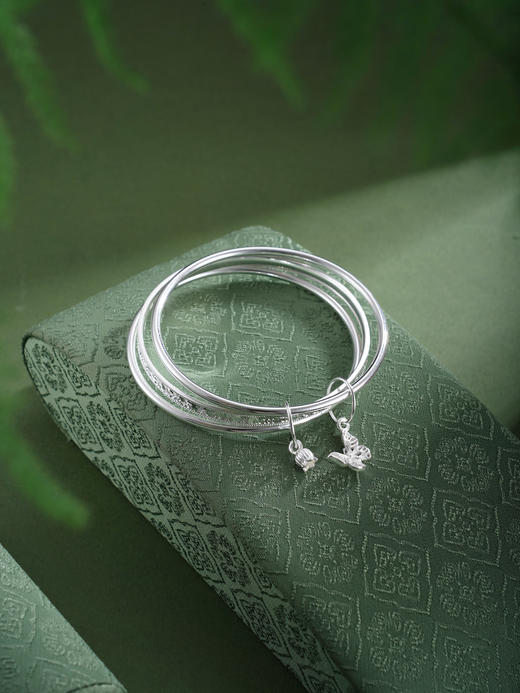 子佩集【翩跹铃华】银S999手镯【SZ009319】三个圈蝴蝶花苞2602 商品图4