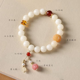 【明月·白玉菩提手串】敦煌福泽白玉菩提根手链手串国潮念珠盘玩手腕莲花穗子