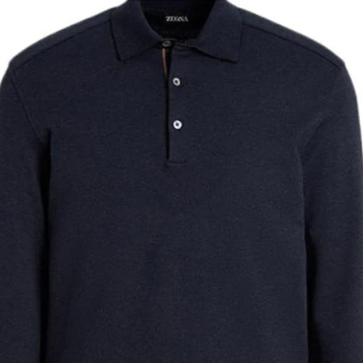 ZEGNA 杰尼亚 男士棉质长袖polo衫 蓝色 UE394A8 E739 B09 商品图1