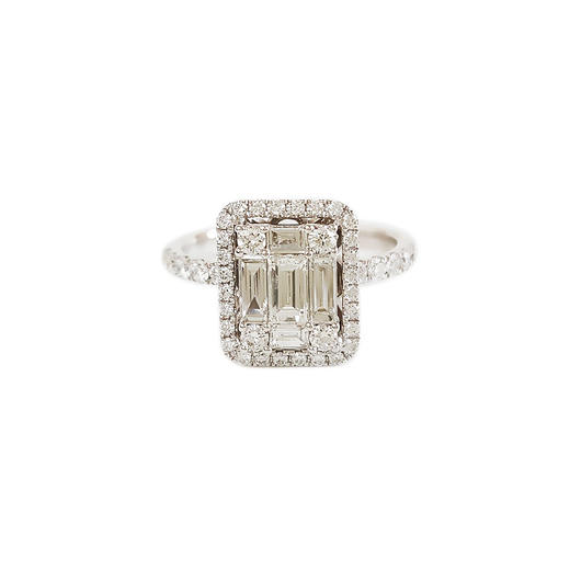 英皇珠宝AU750白金时尚设计款0.94克拉排镶钻石戒指12.5号（戒圈可改）120226NJM51 商品图0