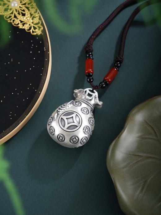 子佩集【聚宝生财】银S999手把件【YSY017】可转动钱币福袋2602 商品图3