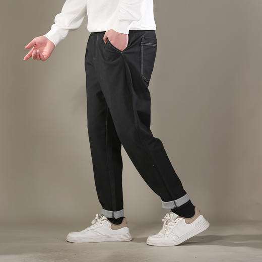 DRONKOO 2026 半松紧腰后口袋压明线仿牛仔中厚休闲长裤 商品图2