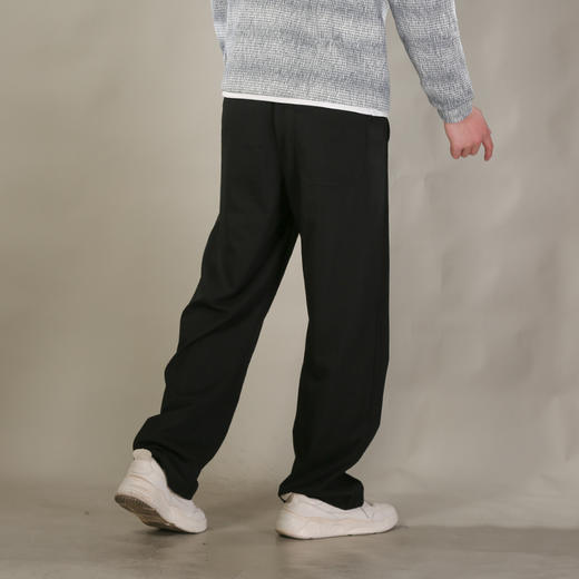 DRONKOO 2026 抽绳松紧腰口袋同色钉扣两侧压线薄卫裤长裤 商品图3