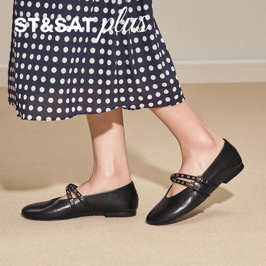 星期六26春新款铆钉绊带芭蕾玛丽珍SSE1111101 商品图4